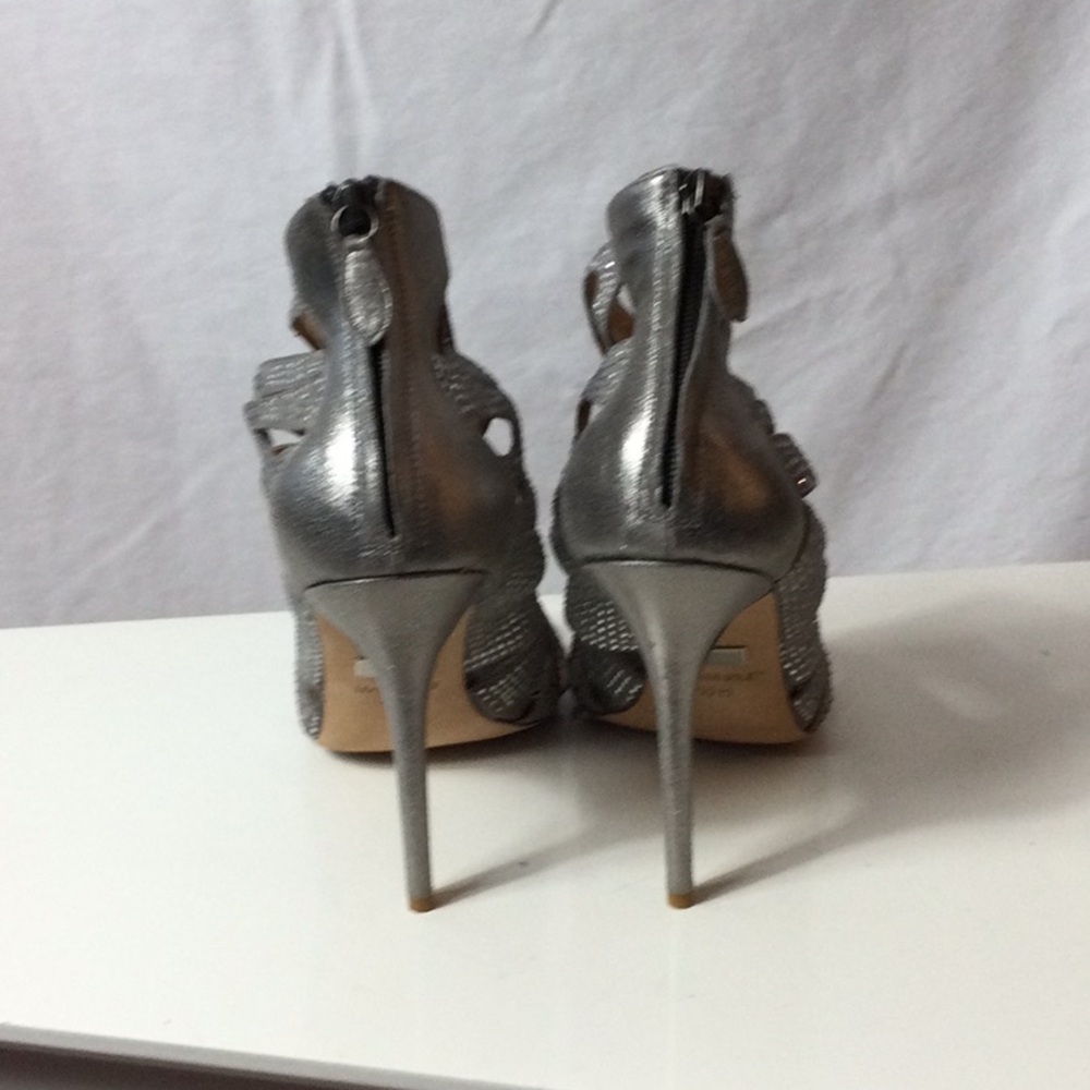 Badgley Mischka Silver Strappy Heels - Picture 5 of 10